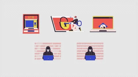 Cyber theft attacks cartoon animation pack Stock Footage 345047358