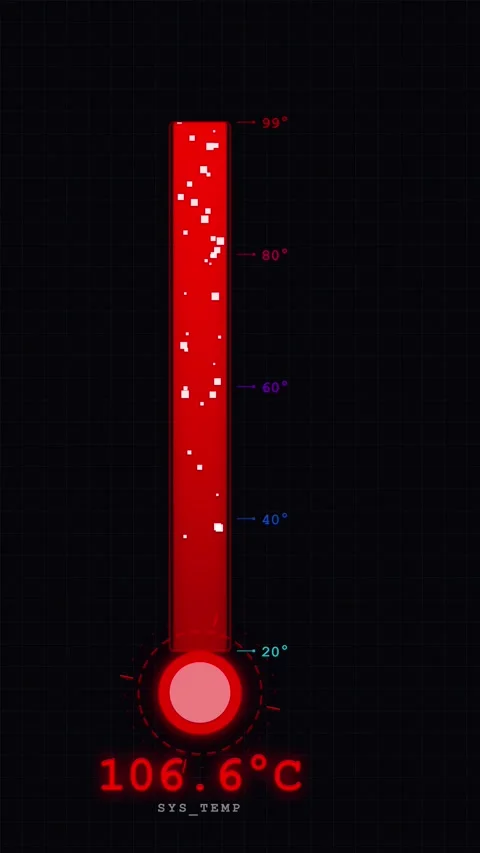 Cyber thermometer HUD tracking system temperature with neon pink glow Видео 339062587