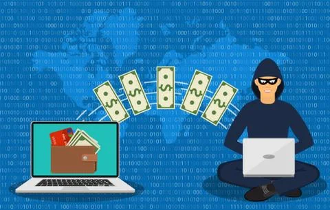 Cyber thief, internet scammer. Illustrazione stock