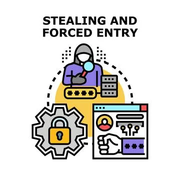 Cyber thief stealing data and gaining forced access Stock Illustration