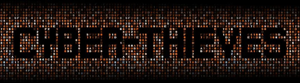 Cyber thieves text on hex code illustration Stock Illustration