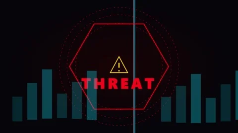 Cyber threat alert animation with digital warning graphics Stock Footage 345548611