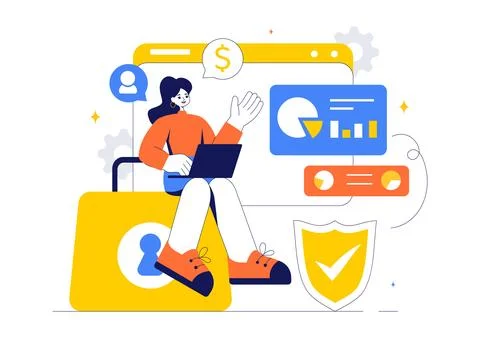 Cyber Threat Analysis Vector Illustration featuring Vulnerability Managemen.. Stock Illustration