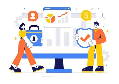 Cyber Threat Analysis Vector Illustration featuring Vulnerability Managemen.. Stock Illustration