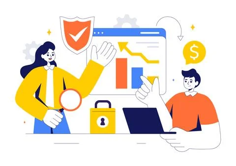 Cyber Threat Analysis Vector Illustration featuring Vulnerability Managemen.. Stock Illustration