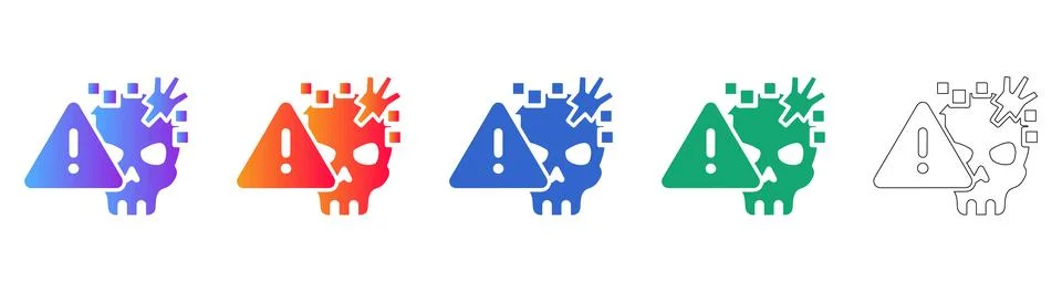 Cyber Threat and System Error Skull Icons イラスト素材