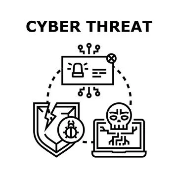 Cyber threat breaking digital security protection system Stock Illustration