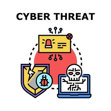 Cyber threat breaking digital security protection system Stock Illustration
