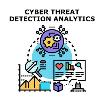 Cyber threat detection analytics concept with data processing イラスト素材