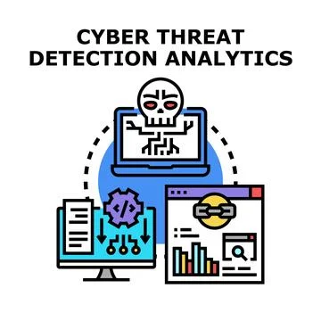 Cyber threat detection analytics processing digital data Stock Illustration