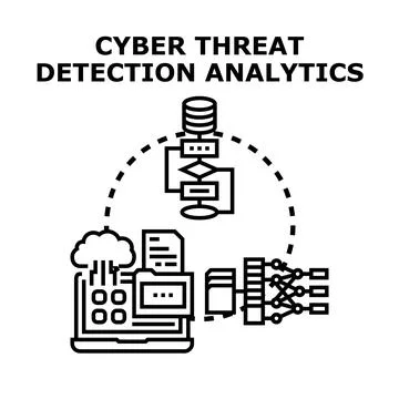 Cyber threat detection analytics software vector concept Illustrazione stock