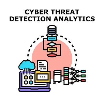 Cyber threat detection analytics software vector concept Ilustración de archivo