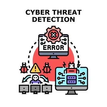 Cyber threat detection system finding malware virus 스톡 일러스트