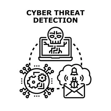 Cyber threat detection system finding digital vulnerabilities 스톡 일러스트