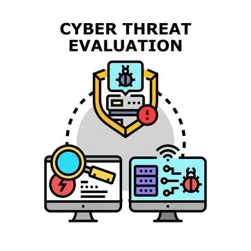 Cyber threat evaluation assessing digital data security イラスト素材