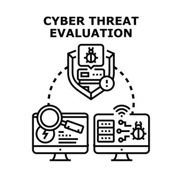 Cyber threat evaluation assessing digital data security Stock Illustration