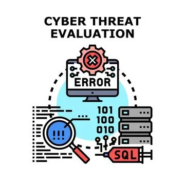 Cyber threat evaluation protecting digital data security system Illustrazione stock