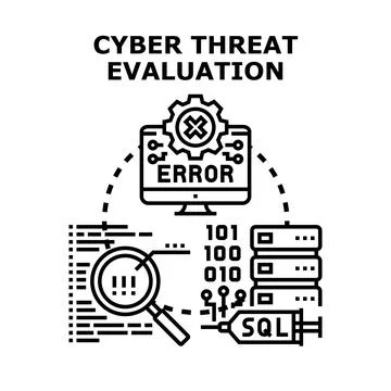 Cyber threat evaluation protecting digital data security system 스톡 일러스트