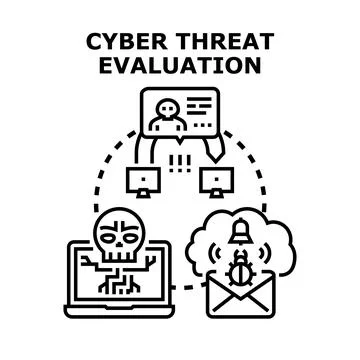 Cyber threat evaluation protecting network system security Stock Illustration