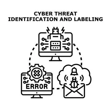 Cyber threat identification and labeling concept Stock Illustration
