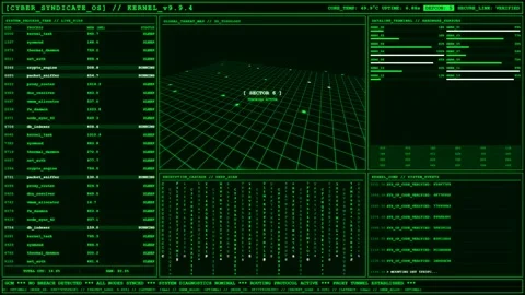 Cyber Threat Map Terminal Operating System HUD Screen. Видео 346711391