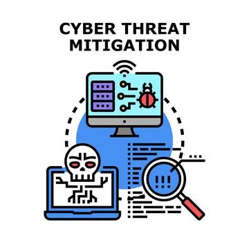 Cyber threat mitigation process, securing data network Stock Illustration