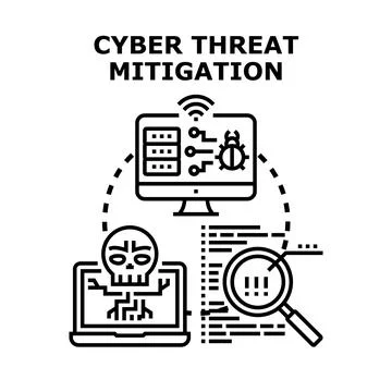 Cyber threat mitigation process, securing data network イラスト素材