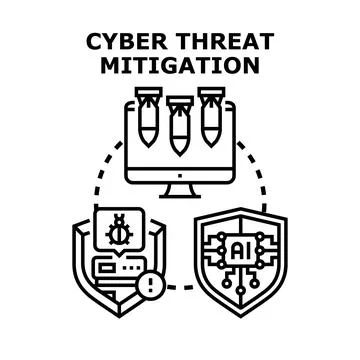 Cyber threat mitigation protecting digital data concept Stock Illustration