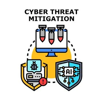 Cyber threat mitigation protecting digital data concept Stock Illustration