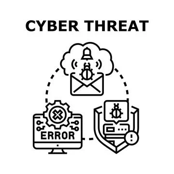 Cyber threat protection and system security concept Stockillustratie
