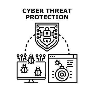 Cyber threat protection shield concept protecting data イラスト素材