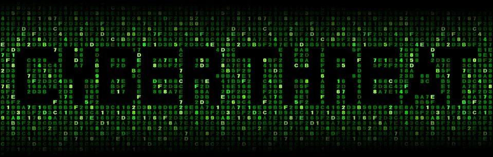 Cyber threat text on hex code illustration Stock Illustration