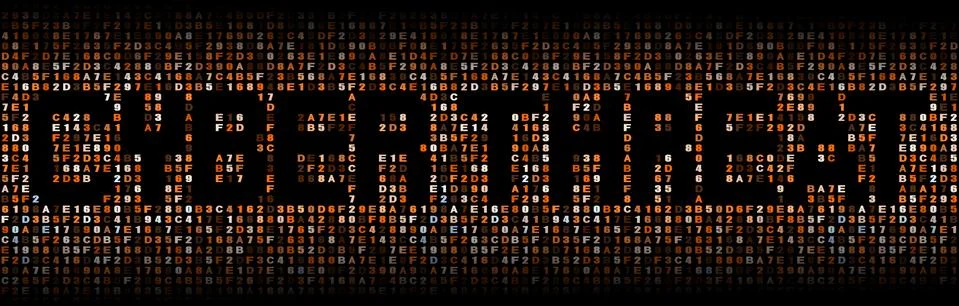 Cyber threat text on hex code illustration Stock Illustration