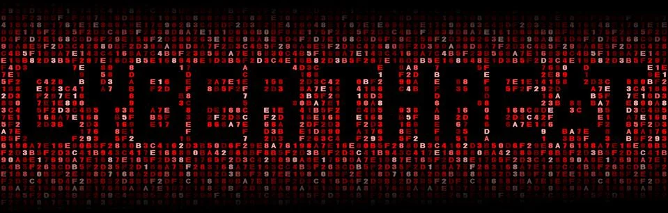 Cyber threat text on hex code illustration Stock Illustration