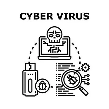 Cyber threat vector malware scanning concept 스톡 일러스트