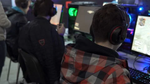 Cyber tournament on computer games Stock Footage 109128087