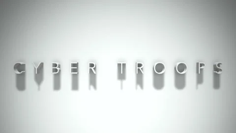 Cyber troops 3D title animation white text on a white background 動画素材 299823752