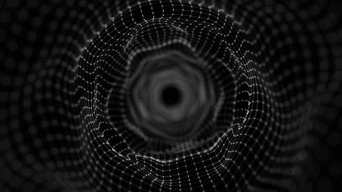 Cyber tunnel consisting of glowing points. Futuristic infinite space background. 스톡 동영상 155926283