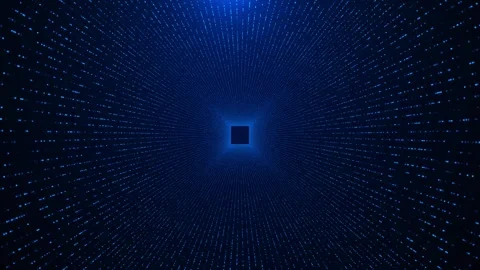 Cyber tunnel. Futuristic interface flying into digital technologic tunnel Stock Footage 312023677