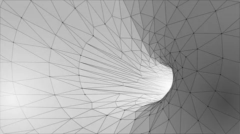 Cyber tunnel time jump sci-fi concept. 3D speed movement mesh grid digital cyber Illustrazione stock