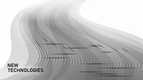 Cyber tunnel time jump sci-fi concept. 3D speed movement mesh grid digital cyber Illustrazione stock