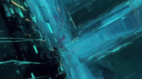 Cyber UI animation with layered glitch overlays Stock Footage 309543498