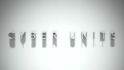 Cyber units 3D title animation with shadows on a white background 動画素材 297457592