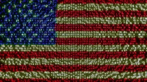 Cyber USA Flag - Digital Data Code Matrix Vidéo 61020118