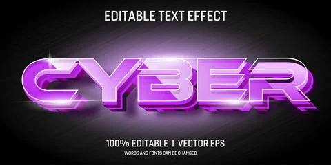 Cyber vector 3d text effect with modern style design Stock Illustration