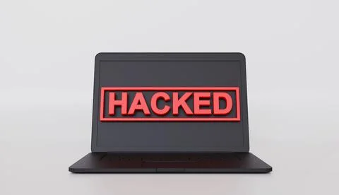 Cyber virus attack computer hacked icon symbol, Laptop computer device Stockillustratie