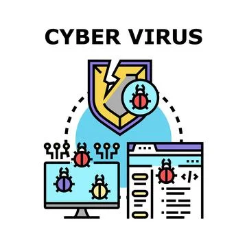Cyber virus attacking digital data and computer security イラスト素材