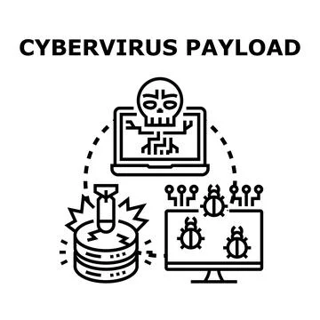 Cyber virus payload infecting computer systems and data Stockillustratie