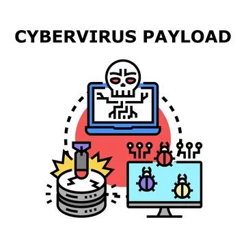 Cyber virus payload infecting computer systems and data Stock Illustration