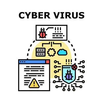 Cyber virus threat infecting computer network security system Stock-Illustration